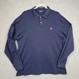 Ralph Lauren Mens XL Golf Polo Pullover Knit Long Sleeve Navy Pima Cotton Shirt